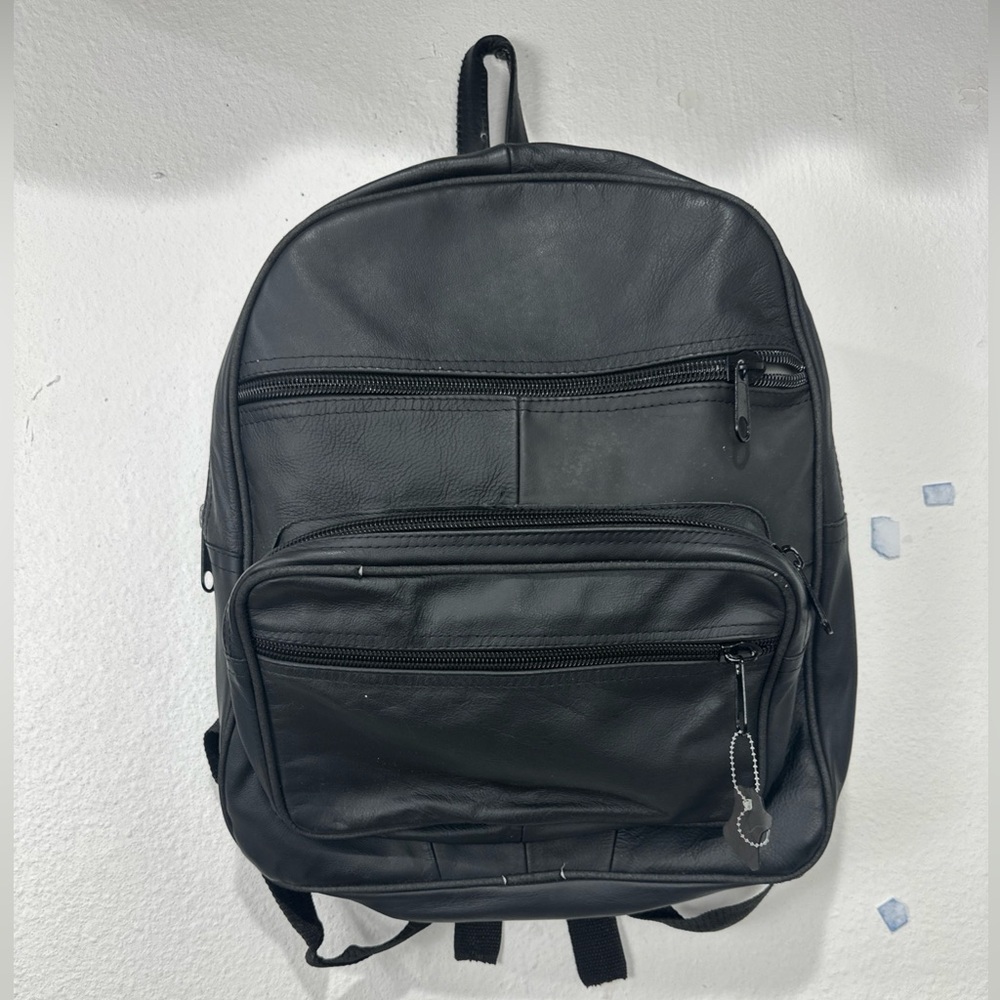Classic Black Leather Backpack - image 1